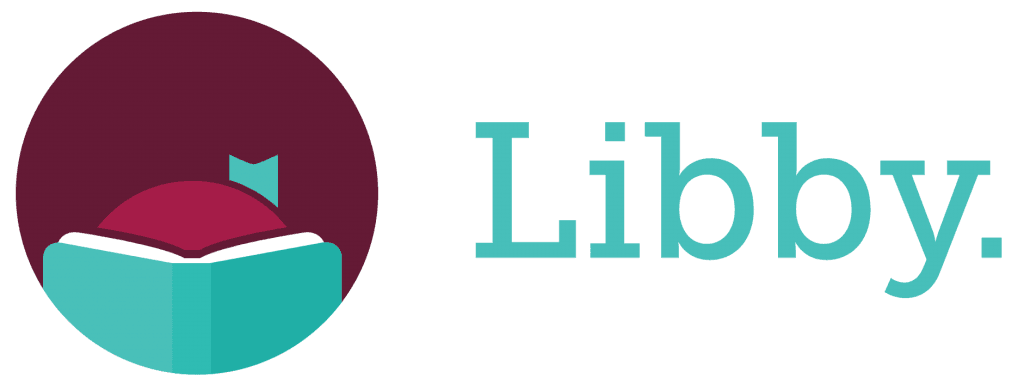 Dark red and light green logo for Libby.