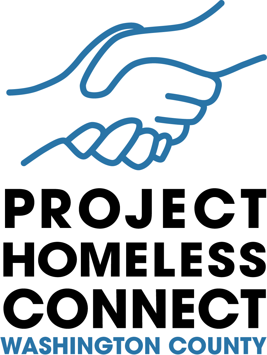 Black and blue logo for Project Homeless Connect